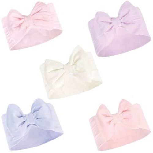 Hudson Baby Infant Girl Headbands 5pk, Lilac Cream, 0-24 Months