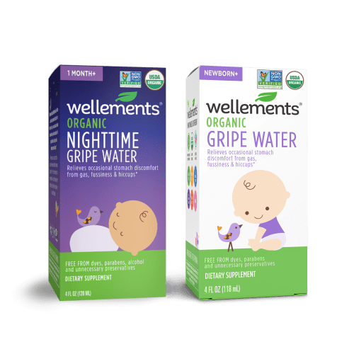 Organic Gripe Water Day & Night Combo Pack - Infant Colic Drops For Newborns & Babies | Wellements