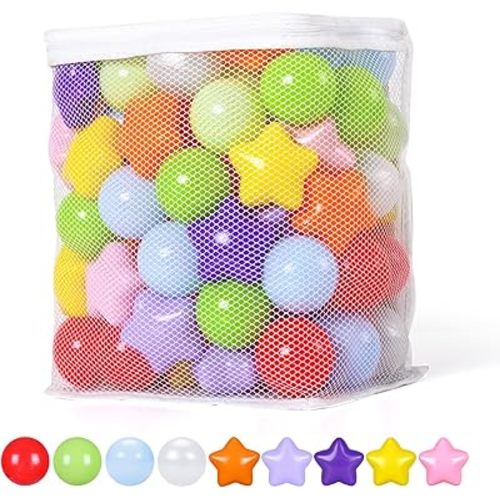 Realhaha Ball Pit Balls 50 100 200 500, Star Shapes for Babies Kids Playpen Plastic Balls for Babies Ball Pool Puppy Playballs