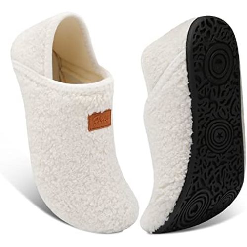 Fires Womens Mens Slippers with Rubber Sole Soft-Lightweight House Slipper Socks Around House Shoes Non Slip Indoor/Outdoor