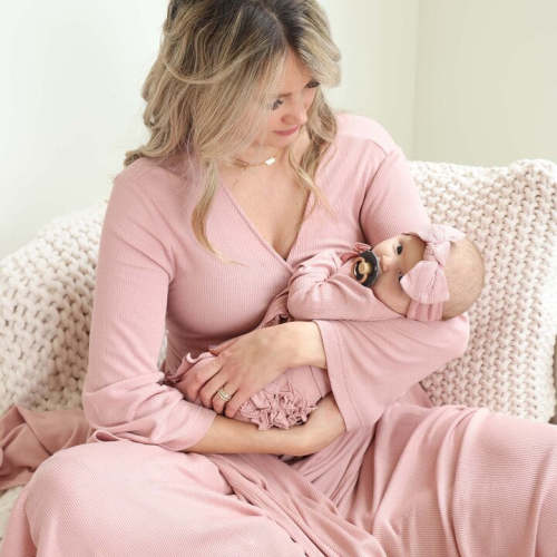 Vintage Rose Bamboo Waffle Knit Maternity Robe