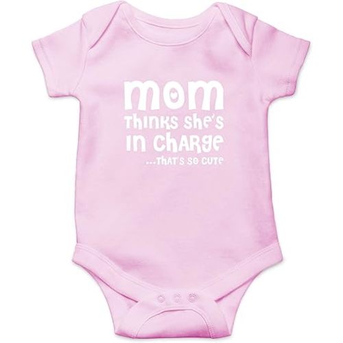 AW Fashions Mom Thinks She's In Charge... That's So Cute Baby Bodysuit Cute Newborn Girl Boy Coming Home - Pink