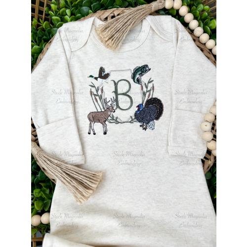 Hunting Nursery Decor Mallard Baby Blanket Deer Hunting Nursery Turkey Coming Home Outfit Gown Embroidered Personalized Fishing Baby Shower