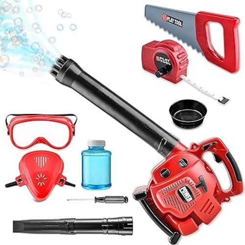 Bubble Leaf Blower for Toddlers - Upgrade Kids Bubble Machine with Gardening Tool Set Toy Leaf Blower, 2 in 1 with Extra Bubble Blower Kit Outdoor Summer Hoilday Party Toys for Boys Girls Age 3 4 5+