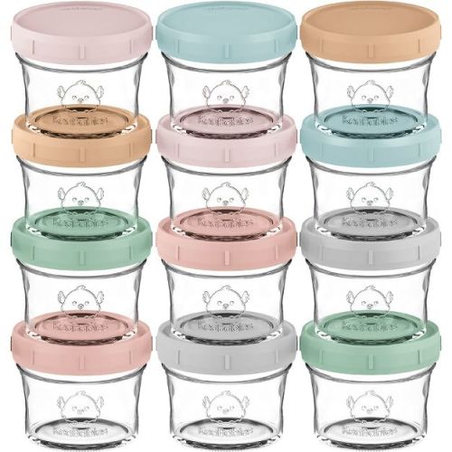 12pk Prep Baby Food Storage Containers, 4 Oz Leak-proof, Bpa Free Glass Baby Food Jars For Feeding (musk Dusk)