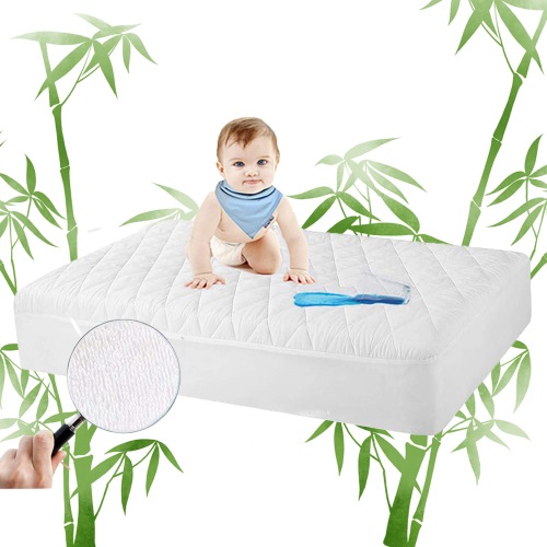 1 Pack 28x52 Inches Bamboo Crib Mattress Protector, Bamboo Viscose Waterproof Quilted Crib Mattress Pads, Soft Breathable Baby Mattress Cover