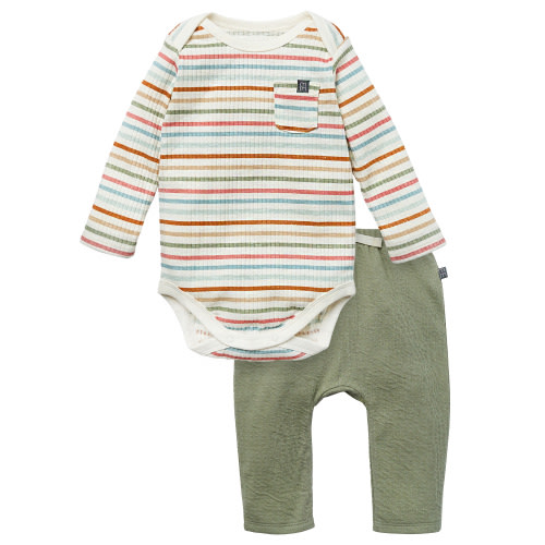 Modern Moments by Gerber Baby Neutral Organic Bodysuit and Jogger Outfit Set, 2-Piece, Sizes 0/3 Months - 24 Months