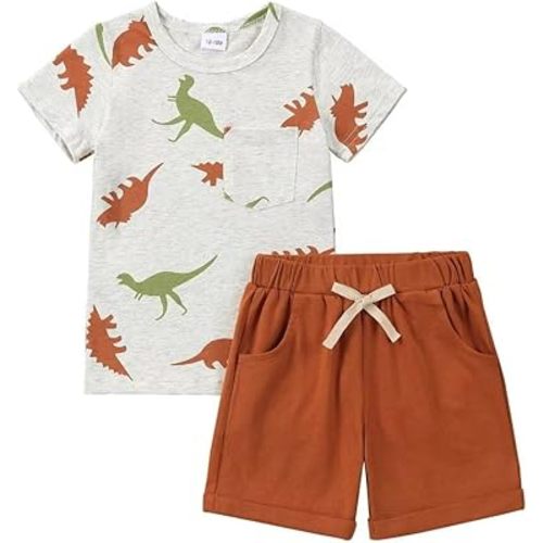 Toddler Baby Boy Clothes Boys Summer Outfits Dinosaur T-Shirt & Shorts Set 6 Months-5T