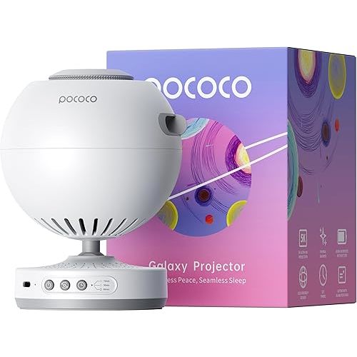 POCOCO Galaxy Star Projector for Bedroom with Replaceable Optical Film Discs, Home Planetarium Night Light Projector with High-Definition Soft Light for Relax, Study, and Meditate, Stress Relief Gifts