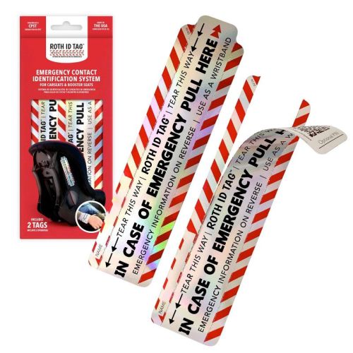 ROTH ID TAG Emergency Identification Kit - Black/Silver/Red - 2pk: Compatible With Strollers, Baby Car Seat Accessories
