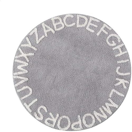 ABC Kids Rug Alphabet Educational Area Rugs for Infant Toddlers - Soft Playtime Collection, Learning & Game Round Carpet for Bedroom Playroom Nursery, Best Shower Gift (59", Grey White)
