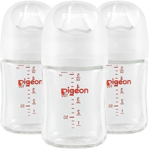 Pigeon Glass Baby Bottles Wide Neck, 5.4 Oz, Pack of 3