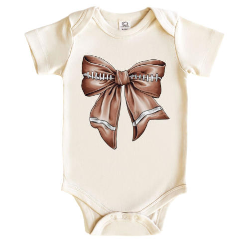 Football Bow Graphic Bodysuit | Natural - 0-3M