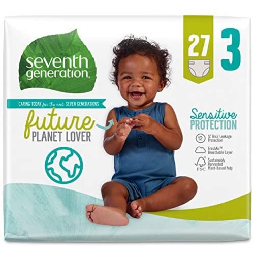 Seventh Generation Baby Diapers, Sensitive Protection, Size 3, 27 Count