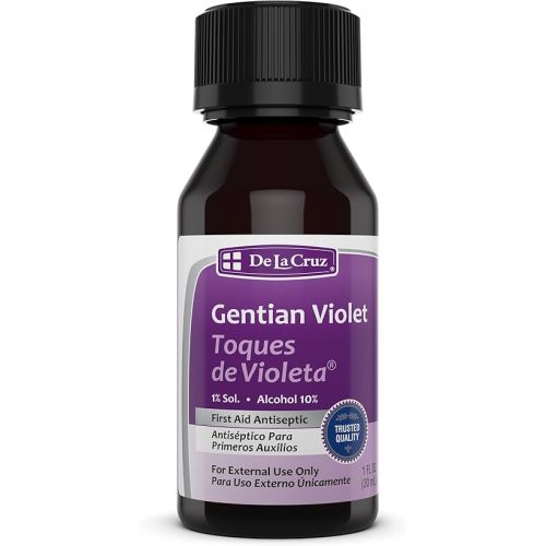 De la Cruz Gentian Violet - Violeta de Genciana - Tincture of Violet 1% First Aid Antiseptic, 1 FL OZ