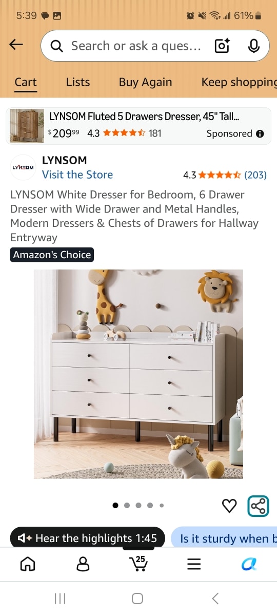 LYNSOM White Dresser for Bedroom, 6 Drawer Dresser with Wide Drawer and Metal Handles, Modern Dressers & Chests of Drawers for Hallway Entryway