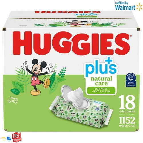 Huggies Natural Care Plus Wipes, 18-pack of 64