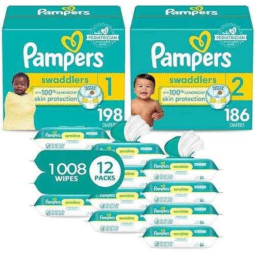 Pampers Baby Diapers & Wipes Starter Kit (384 diapers + 1008 wipes)