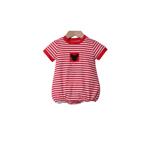 Smocked Mouse Red Stripe Bubble