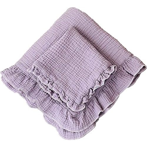 Leyl&Ari Toddler Blanket and Lovey Set | 100% Organic Cotton | Ruffled Lilac