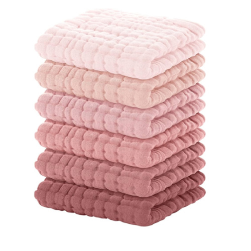 Yoofoss Muslin Baby Washcloths 100% Organic Cotton (Gradient Pink)