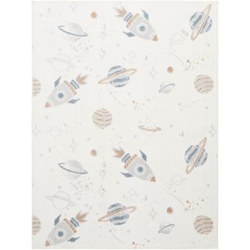 Nourison Astra Machine Washable Space 5'3" X 7' Blue Multicolor Kids Indoor Rug