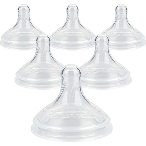 Silicone Nipple for Dr.Brown's Wide-Nick Baby Bottle & Glass Bottles,Level 2 Nipple, Medium Flow, 3m+, 6 Count