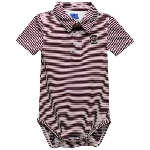 South Carolina Gamecocks Vive La Fete Infant Polo Pencil Stripe Bodysuit - Maroon