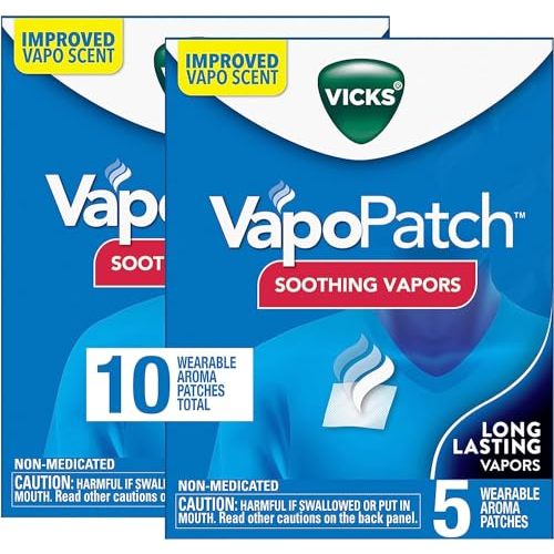 Vicks VapoPatch, Wearable Mess-Free Aroma Patch, Soothing & Comforting Non-Medicated Vicks Vapors, For Adults & Children Ages 6+, 5ct (2 pack)