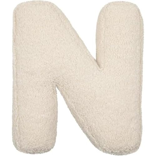Initial Letter Plush Pillow - Decorative Alphabet Shaped Throw Pillows for Bed, Couch, Sofa & Living Room (N)