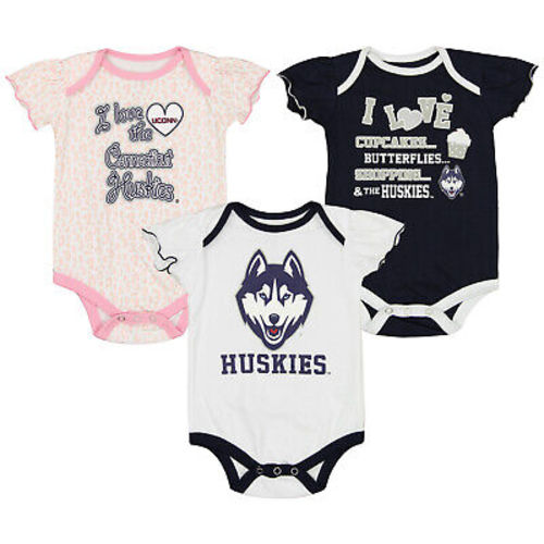 Outerstuff NCAA Infant Girls Connecticut Huskies Three Piece Creeper Set