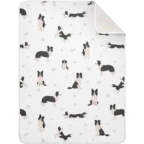 Dogs Border Collie Baby Blanket for Boys Girls Cotton Throw Blanket Swaddle Blanket for Crib Stroller Nursery Receiving Blanket Infant Toddler Unisex 30"x40"
