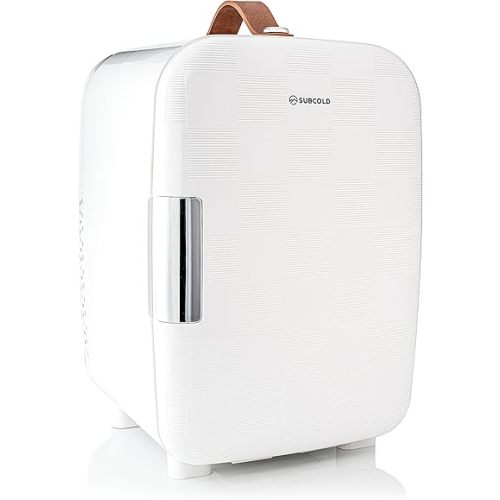 Pro10 Luxury Mini Fridge Cooler | Compact 10L Portable Small Fridge 12v & 110v | Efficient Quiet Cooling System | Ideal for Bedroom, Office, Beauty & Car (Chequer White)