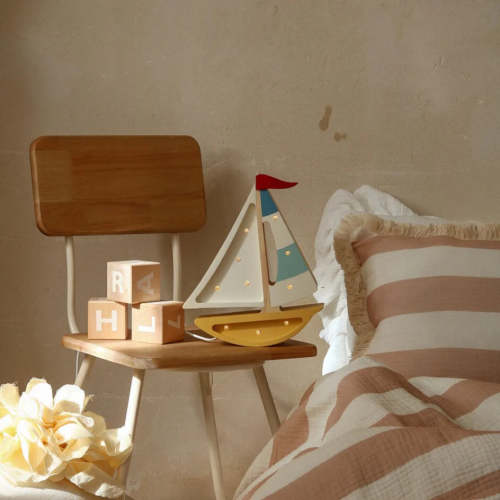 Handmade Wooden Lamp - Mini Sailboat, Mustard