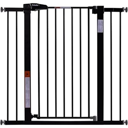 BABELIO 36" Tall Baby Gate, 26-40" Wide Auto Close Pet Gate, Pressure Mounted Metal Dog Gate, Easy-Install No Drilling, No Tools Required, with Wall Protectors and Extension Kits, Black