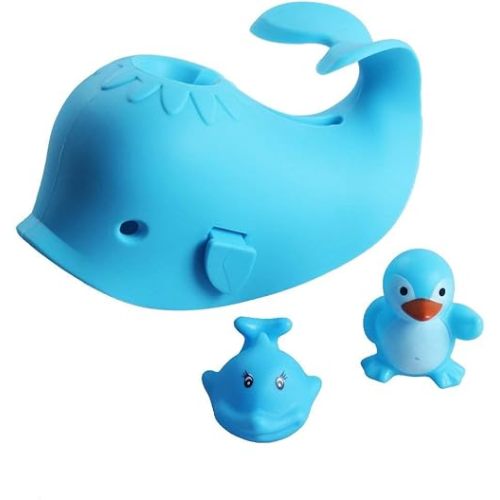 Bath Spout Cover, Faucet Cover Baby Bathroom Tub Faucet Cover Protector for Kids, Bathtub Spout Cover for Baby Kids Toddlers Protection Accessories Baby Safety Universal Bath Silicone Toys Whale Blue