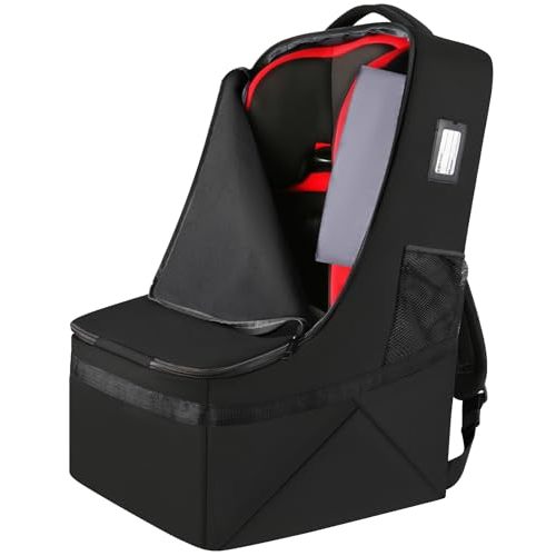 YOREPEK Padded Car Seat Backpack for Air Travel, Baby Travel Essentials for Flying, Car Seat Protector Bag for Baby Travel, Car Seat Bag for Airplane Travel (All Black)