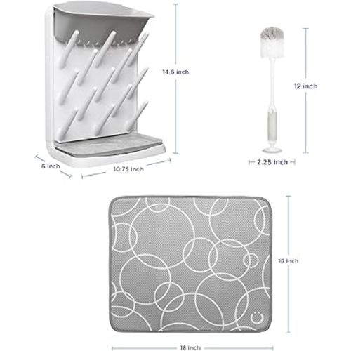 Amazon.com: Ubbi Vertical Baby Bottle Drying Rack, Space Saving Countertop Drying Rack Baby Accessory, Gray : Baby