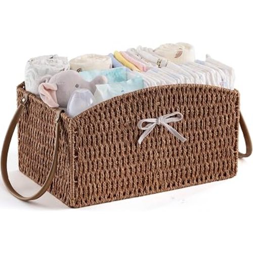 HBlife Diaper Caddy Organizer Detachable Portable Hand-Woven Storage Basket