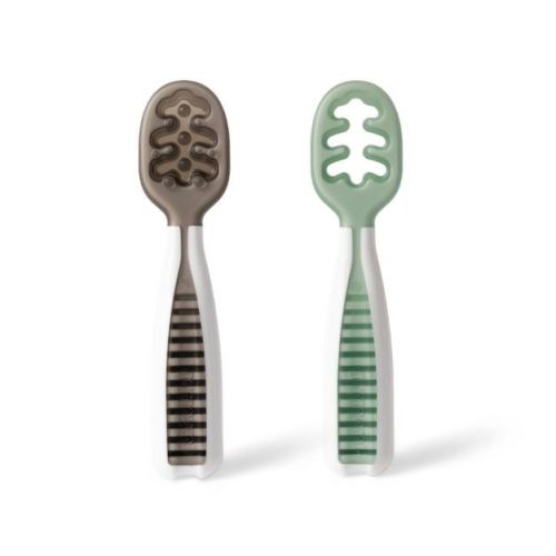 Numnum Gootensils Spoons - Gray And Green - 2ct