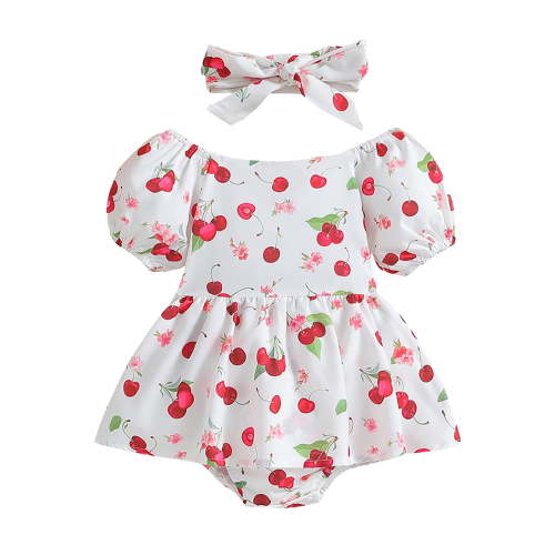 Girls Romper Infant Toddler Boys Girls Short Sleeve Prints Newborn Summer Rompers Onesies White