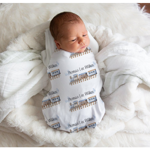 Train Swaddle, Personalized Newborn Swaddle, Train Theme Nursery, Train Baby Shower, Girl And Boy Swaddle, Train Gifts, Custom Name Blanket