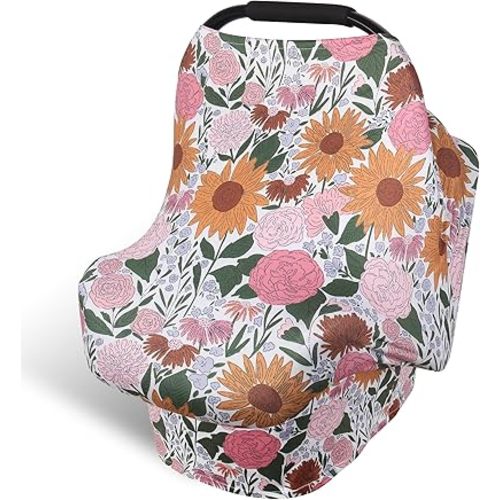 Rquite Car Seat Cover Baby, Carseat Cover for Boy Girl, Stretchy Infant Car Seat Cover, Breathable Car Seat Canopy, Nursing Cover for Breastfeeding, Multi-use Baby Carseat, Carrier, Stroller Covers