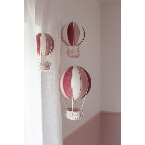 Set of Hot Air Balloons, Pink Balloons, Nursery Decoration, Decorative Balloons, Baby Room Decor, Wall Decor, Kids Room Decor