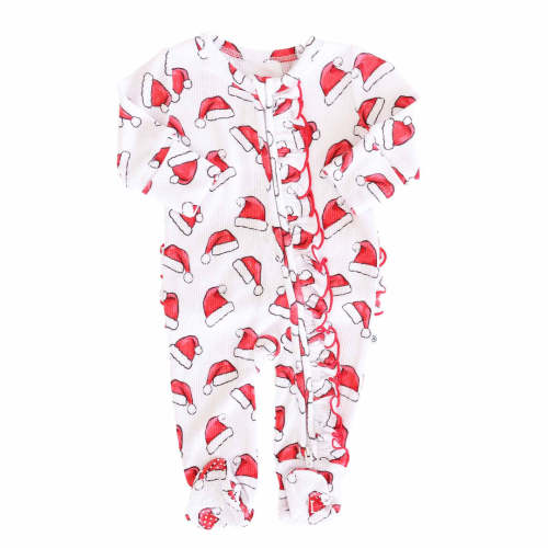 Christmas Bamboo Waffle Zipper Footies