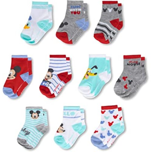 ABG Accessories Baby Girls & Boys Minnie 10-Pack Infant Sock, Mickey Mouse-Blue