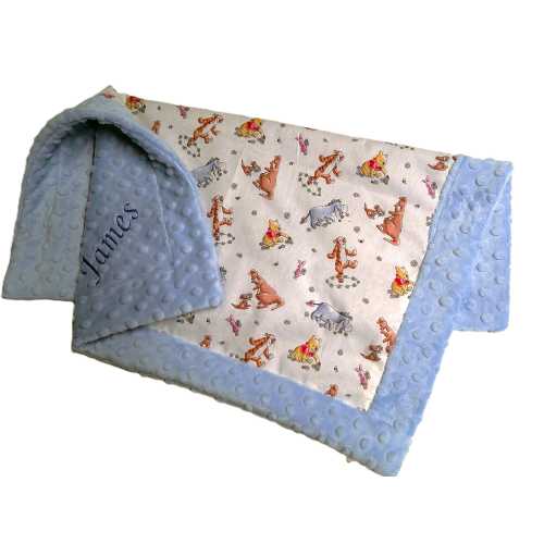 Winnie the Pooh Baby Blanket Personalized You Choose Minky Plush Fur Gender Neutral Cotton Security Blanket