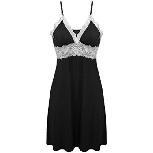 Ekouaer Sleepwear Womens Chemise Nightgown Full Slip Lace Lounge Dress