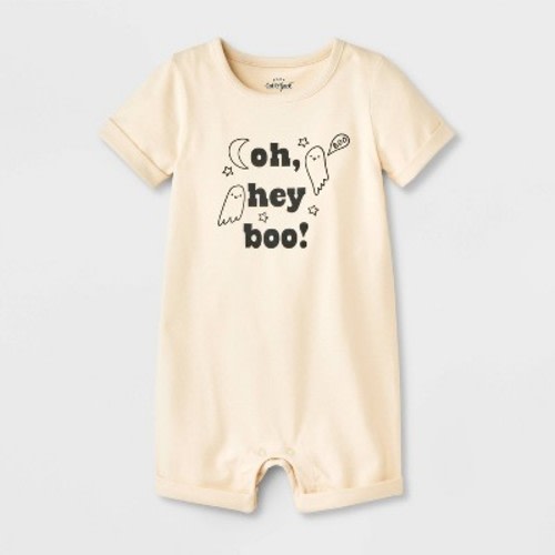Baby Halloween Oh Hey Boo Short-Sleeve Romper - Cat & Jack™ Cream 0-3M