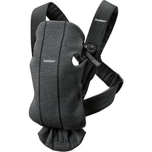 BabyBjörn Baby Carrier Mini, Charcoal Gray, 3D Jersey | Infant Carrier (7-15 lbs), Ergonomic, Easy-to-Use